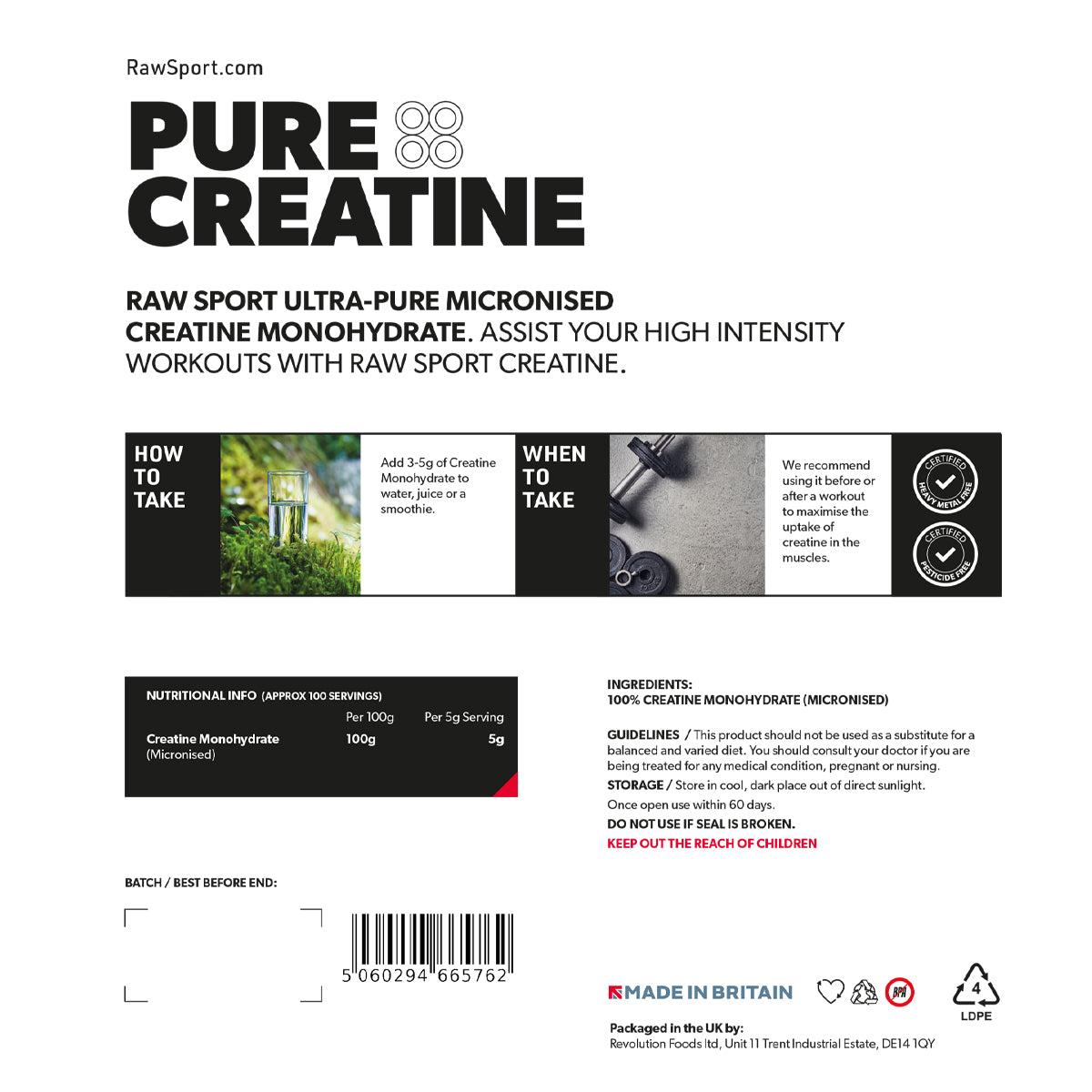 Pure Creatine Monohydrate 500g