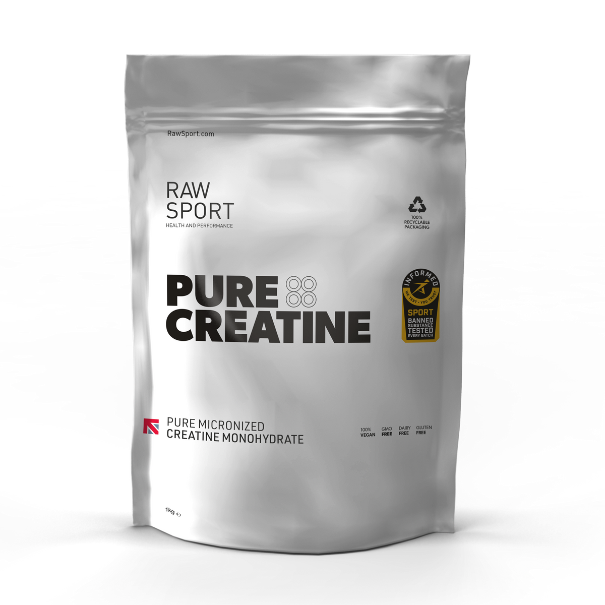 Pure Creatine Monohydrate 1KG Informed Sport Approved - Raw Sport